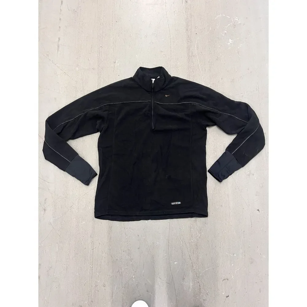 Nike Fit Vintage 1/4 Zip Fleece Jacket‎ Men's XL Black White Tag Rare Retro